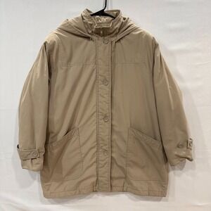London Fog Hooded Womens Zip and Button Jacket Size 14 Vintage